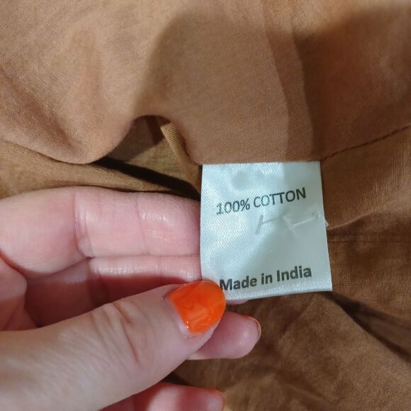 Marea By Liz Joy Brown Floral Cotton Long Sleeve Mini Dress Size XS/S Boho Fall - Picture 7 of 8